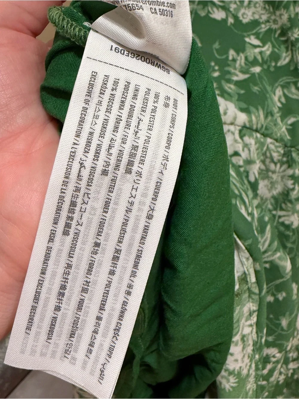 Abercrombie Green Floral V-Neck Tiered Maxi Dress Medium